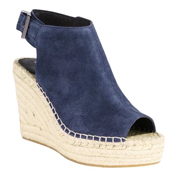 Kenneth Cole NY Womens Olivia Espadrille Peep Toe Wedge Heel Sandals Navy Size 9 - Picture 1 of 4
